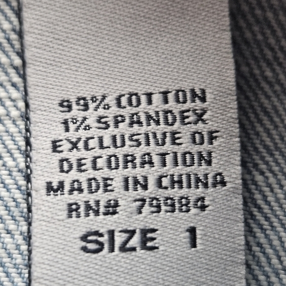 Chico's Platinum Women Size 1 (Medium) Denim Jean Jacket Studded 3/4 Sleeve - Picture 12 of 12